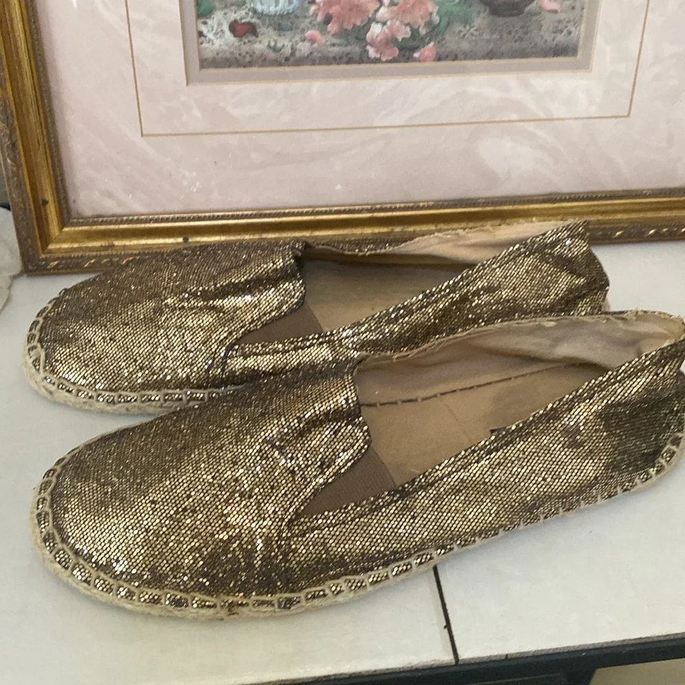 Bling bling copper gold sparkle espadrilles comfy shoes